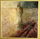 Obrazy w Kaplicy Chrystusa Sługi - Pierwszy obraz przedstawia kuszenie Jezusa na pustyni